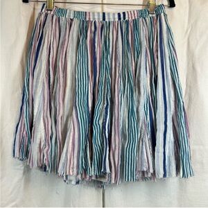 Free People 100% cotton Raw Edge Rainbow Stripped Mini Skirt flowy fun